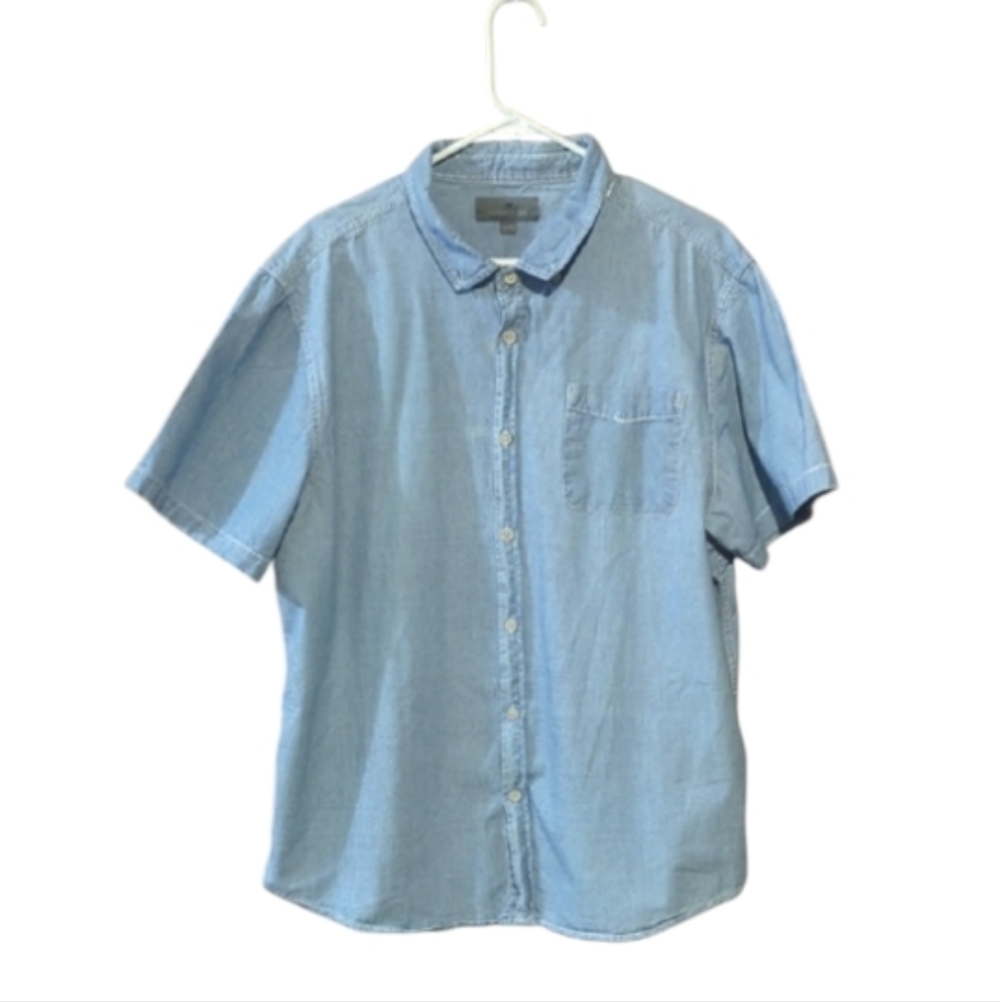 Hydrogen Men’s Blue Denim Shirt – XL – 100% Cotton – Western Short Sleeve